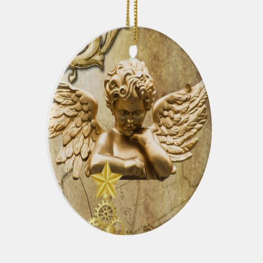 Ornament kerstcirkel, Gold Angel (Rechts)