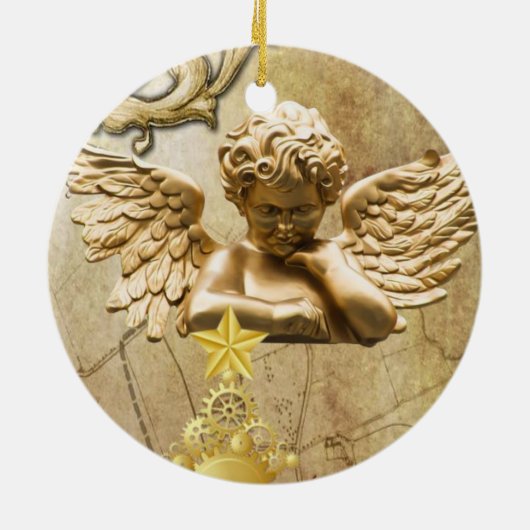 Ornament kerstcirkel, Gold Angel (Achterkant)