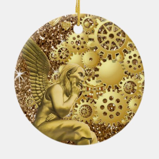 Ornament kerstcirkel, Gold Angel (Achterkant)