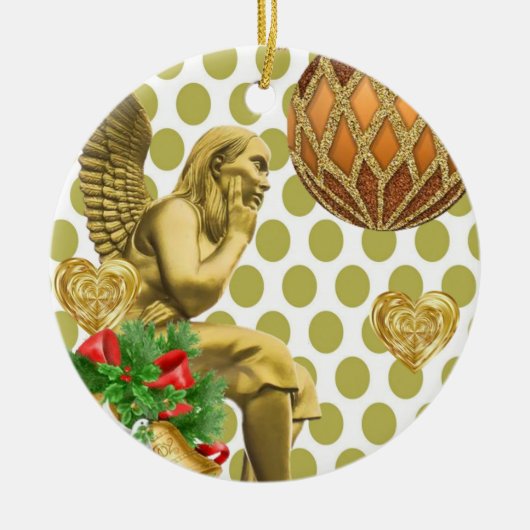 Ornament kerstcirkel, Gold Angel (Voorkant)