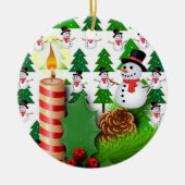 Ornament kerstcirkel, Snowman Candle (Voorkant)