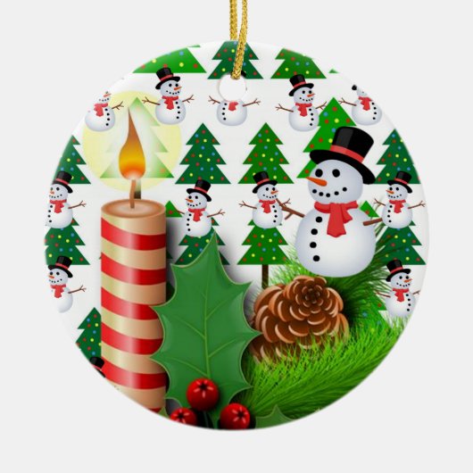 Ornament kerstcirkel, Snowman Candle (Voorkant)