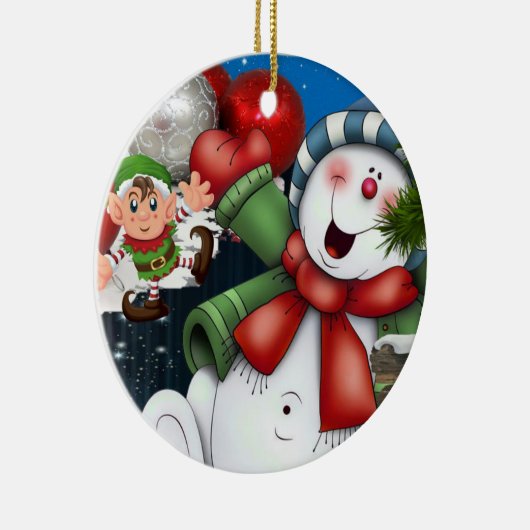 Ornament kerstcirkel, Snowman Elf (Rechts)