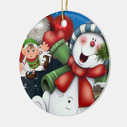 Ornament kerstcirkel, Snowman Elf (Links)