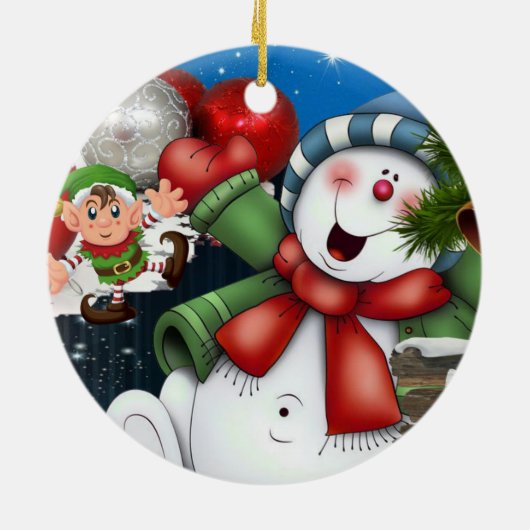 Ornament kerstcirkel, Snowman Elf (Achterkant)