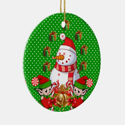 Ornament kerstcirkel, Snowman Elf (Rechts)