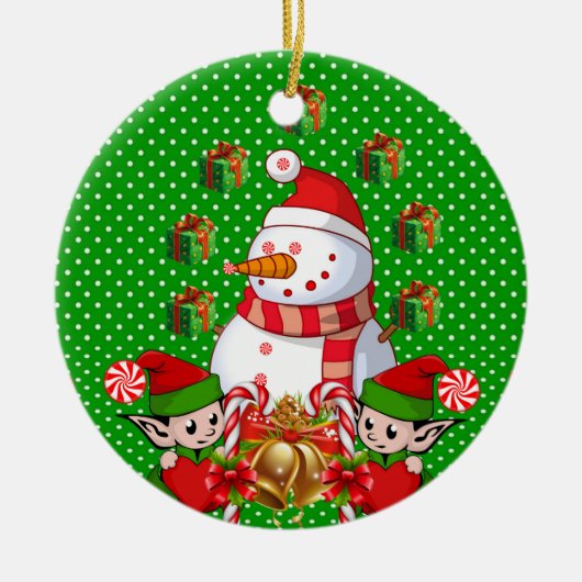 Ornament kerstcirkel, Snowman Elf (Voorkant)