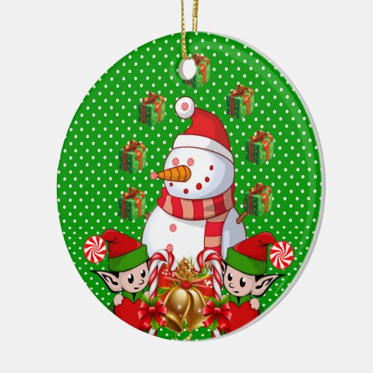 Ornament kerstcirkel, Snowman Elf (Links)