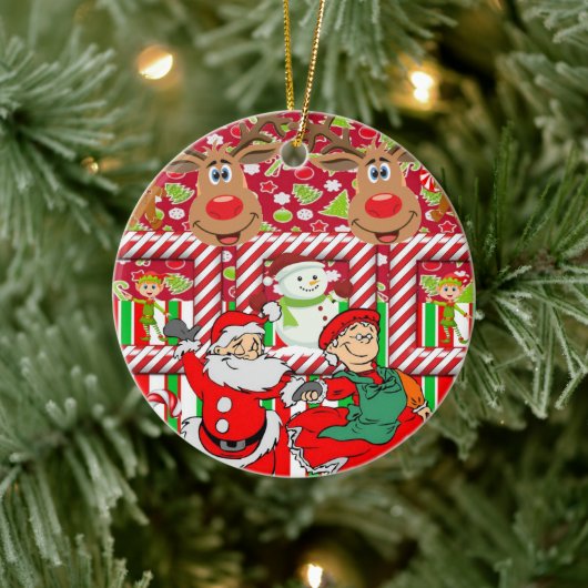 Ornament kerstcirkel, Snowman Reindeer Elf (Boom)