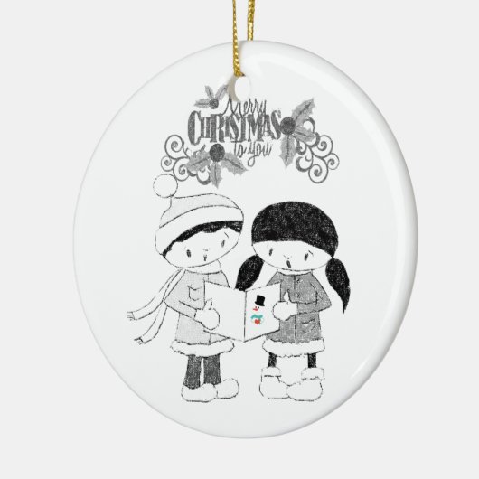 Ornament kerstcirkel, vrolijk kerstfeest (Links)