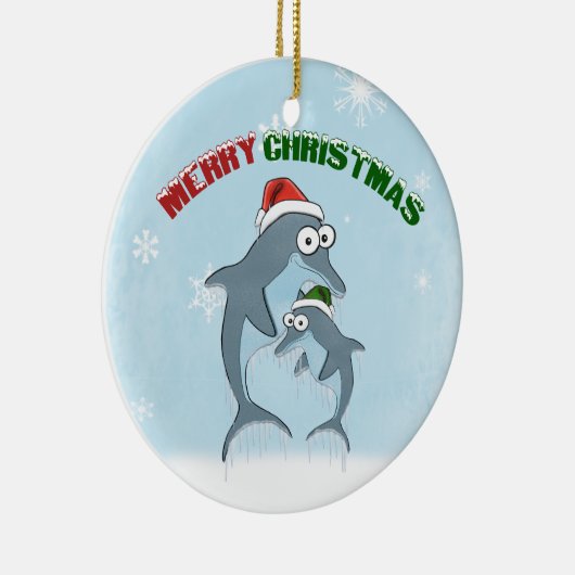 Ornament kerstdolfijnen (dubbelzijdig) (Rechts)