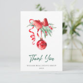 Ornament kerstfeestdag bedankkaart (Staand voorkant)