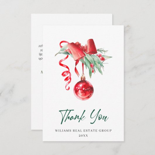 Ornament kerstfeestdag bedankkaart (Voorkant / Achterkant)