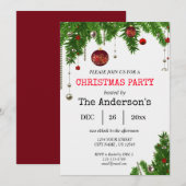 Ornament Kerstfeestdag Holly Party Invitation Kaart (Voorkant / Achterkant)
