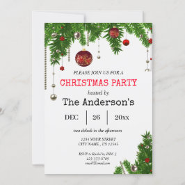 Ornament Kerstfeestdag Holly Party Invitation Kaart