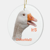 Ornament: kerstgans keramisch ornament (Links)