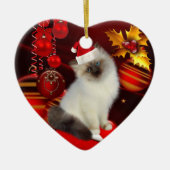 Ornament kerstkat met kerstmuts (Voorkant)