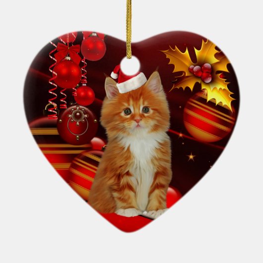 Ornament kerstkat met kerstmuts (Achterkant)