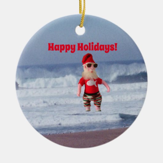 Ornament - Kerstman in het Surf (Voorkant)