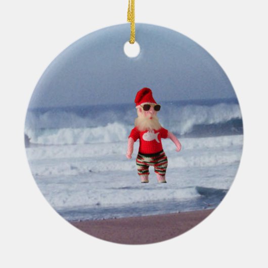 Ornament - Kerstman in het Surf (Achterkant)
