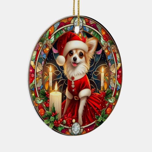 Ornament Kerstmis Santa Chihuahua (Rechts)