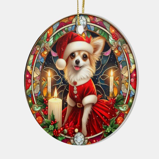 Ornament Kerstmis Santa Chihuahua (Links)