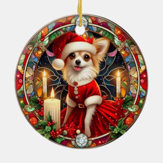 Ornament Kerstmis Santa Chihuahua (Achterkant)