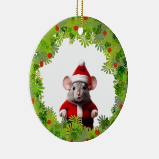 Ornament - Krans met Santa Mouse (Rechts)