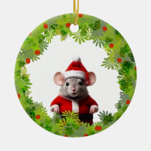 Ornament - Krans met Santa Mouse (Voorkant)