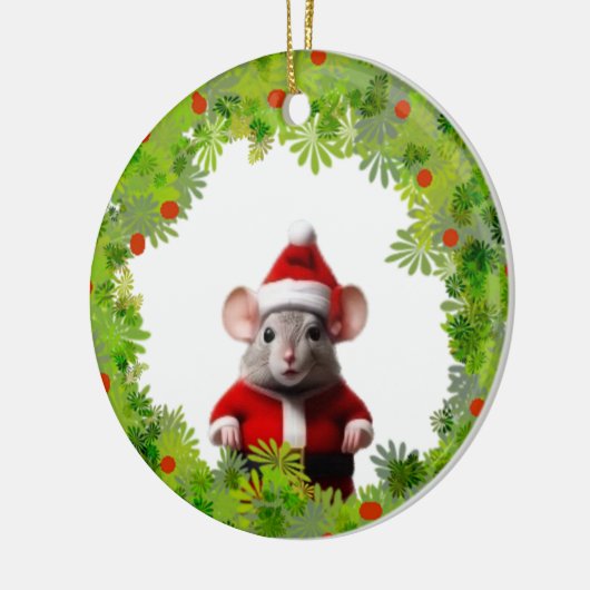 Ornament - Krans met Santa Mouse (Links)