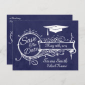 Ornament & Krijt Afstuderen Save The Date Aankondigingskaart (Voorkant / Achterkant)