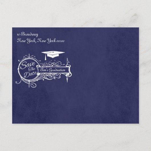 Ornament & Krijt Afstuderen Save The Date Aankondigingskaart (Achterkant)