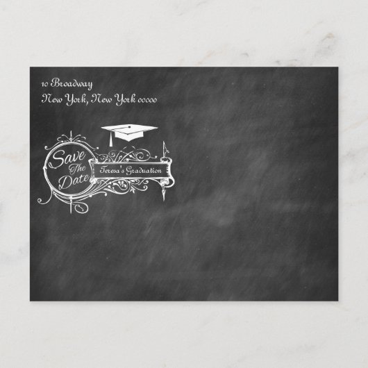 Ornament & Krijt Afstuderen Save The Date Aankondigingskaart (Achterkant)