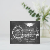  Ornament & Krijt Afstuderen Save The Date Aankondigingskaart (Staand voorkant)