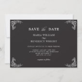  ornament kunst bruiloft save the date (Achterkant)