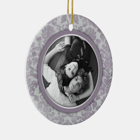 Ornament Lavender Silver Damask Wedding Favor (Rechts)