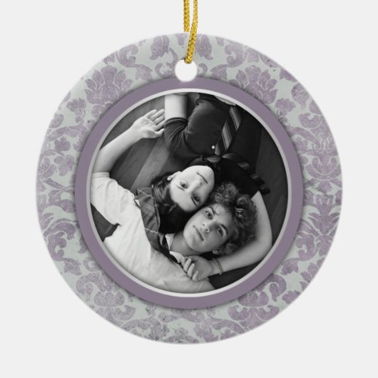 Ornament Lavender Silver Damask Wedding Favor (Voorkant)