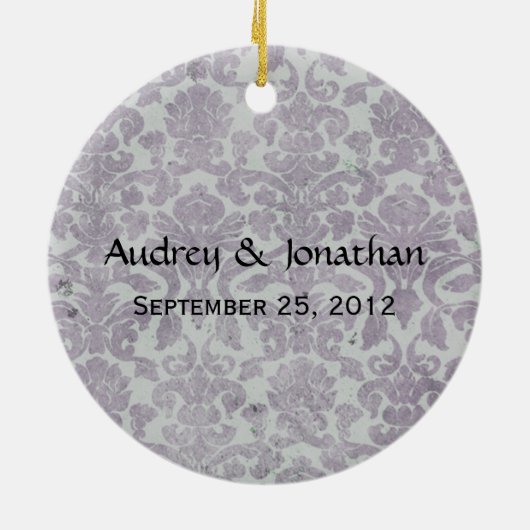 Ornament Lavender Silver Damask Wedding Favor (Achterkant)