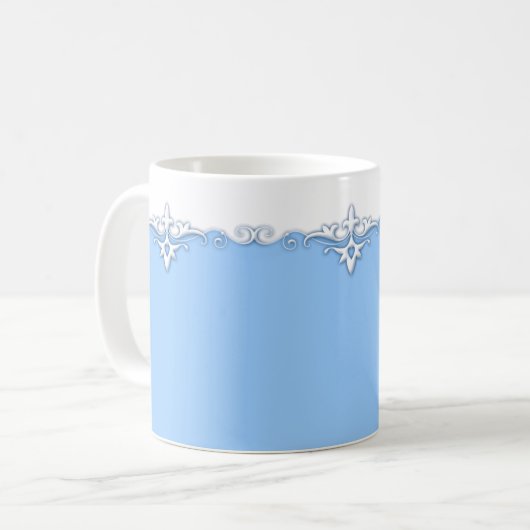 ornament lichtblauw koffiemok (Voorkant links)