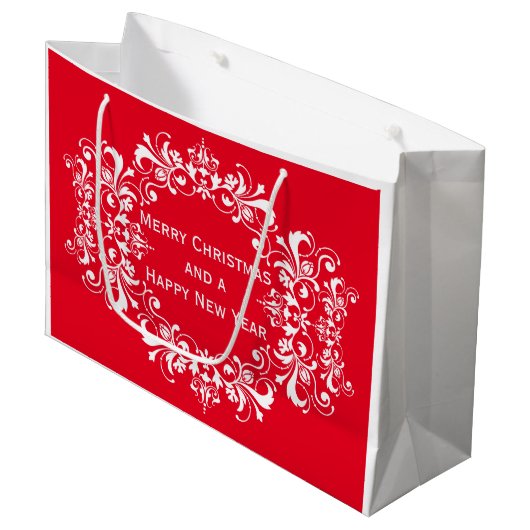 Ornament Lijst wit + jouw tekst & ideeën Groot Cadeauzakje (Voorkant Gekanteld)
