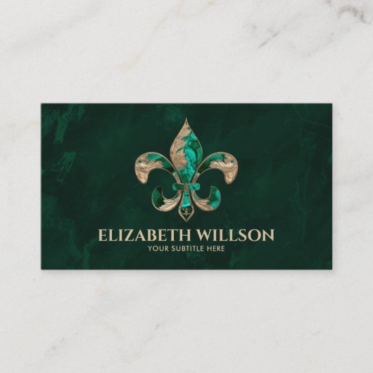 Ornament Malachite en goud Visitekaartje (Voorkant)