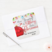  Ornament Merry Little Christmas Custom Vierkante Sticker (Envelop)