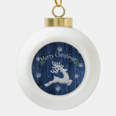 Ornament met blauw, bijtende kerstrendieromp (Voorkant)