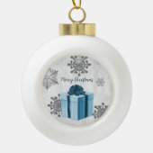 Ornament met blauw kerstcadeau (Voorkant)