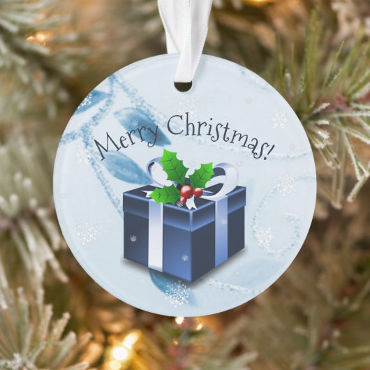 Ornament met blauw kerstcadeau (Boom)