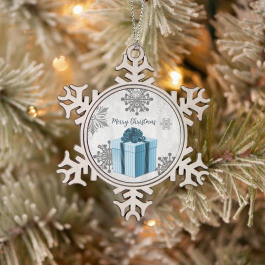 Ornament met blauw kerstcadeau (Boom)