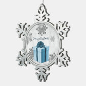 Ornament met blauw kerstcadeau (Rechts)