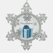 Ornament met blauw kerstcadeau (Voorkant)