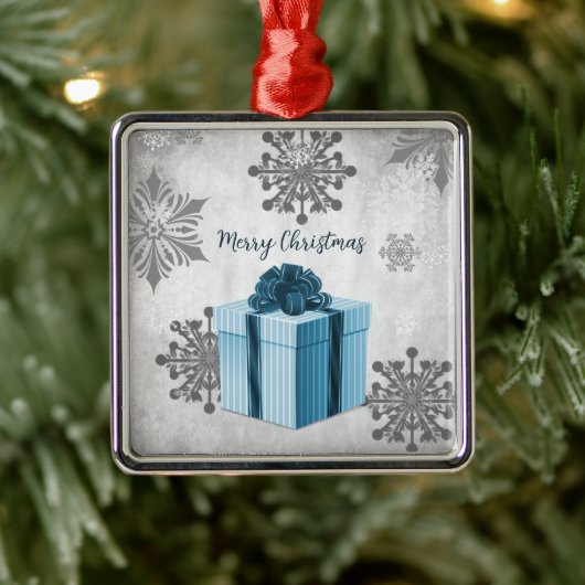 Ornament met blauw kerstcadeau (Boom)
