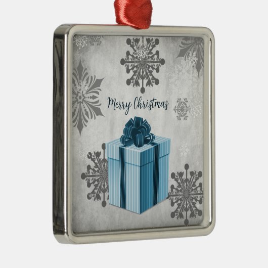 Ornament met blauw kerstcadeau (Rechts)